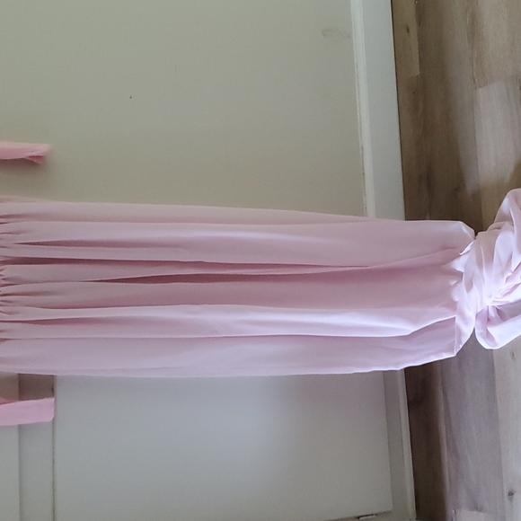 Maternity Dress Off Shoulder Long Sleeve Split Front Chiffon Gown - Picture 5 of 5